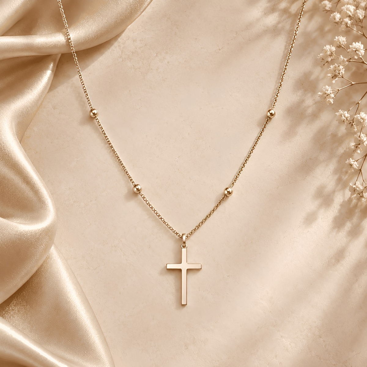 Gold Plated Stainless Steel Crucifix Necklace