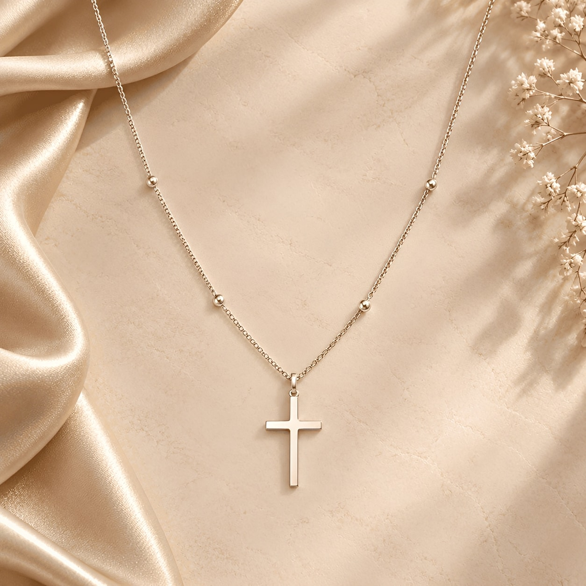Silver Stainless Steel Crucifix Necklace